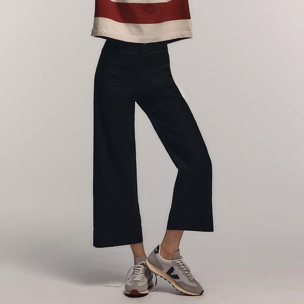 Maeve Black Wide-Leg Cropped Pants
